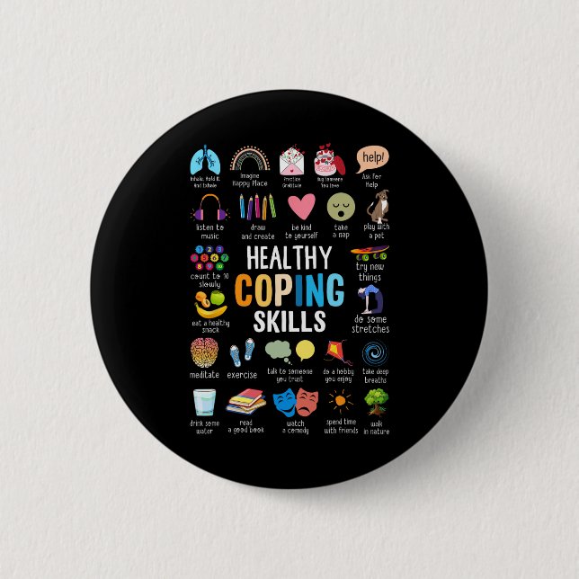 Badge Rond 5 Cm Compétences d'adaptation saines Conseiller Sensibi (Devant)