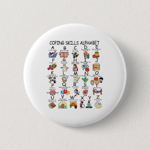 Badge Rond 5 Cm Compétences de gestion de la santé Alphabet Enseig
