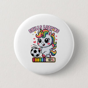 Badge Rond 5 Cm Compétences Kawaii Chargement 67 Football Licorne