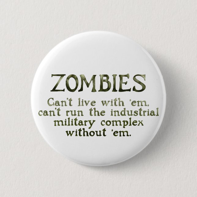 Badge Rond 5 Cm Complexe militaire industriel Zombies (Devant)