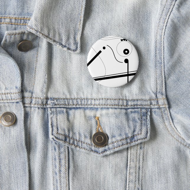 Badge Rond 5 Cm Composition musicale Mazipoodles blanc noir  (En situation)