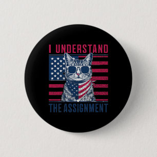 Badge Rond 5 Cm Comprendre L'Ignment Kamala Harris Chat Sans Enfan
