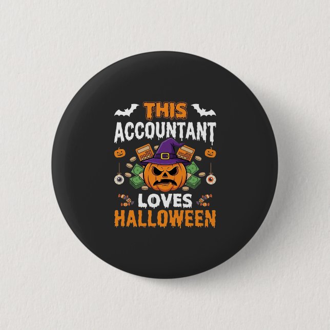 Badge Rond 5 Cm Comptable Aime Halloween Citrouille Comptable Desi (Devant)