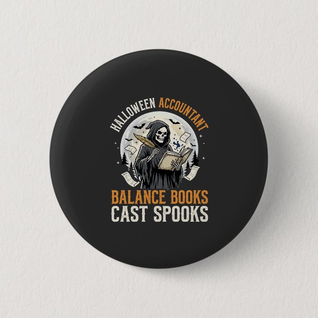 Badge Rond 5 Cm Comptable d'Halloween après la tombée de la nuit (Devant)