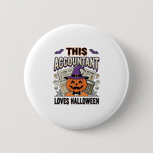 Badge Rond 5 Cm Comptable d'Halloween Drôle Saison fiscale effraya (Devant)