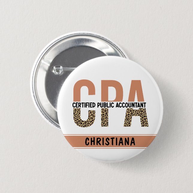 Badge Rond 5 Cm Comptable public certifié CPA Leopard (Devant & derrière)