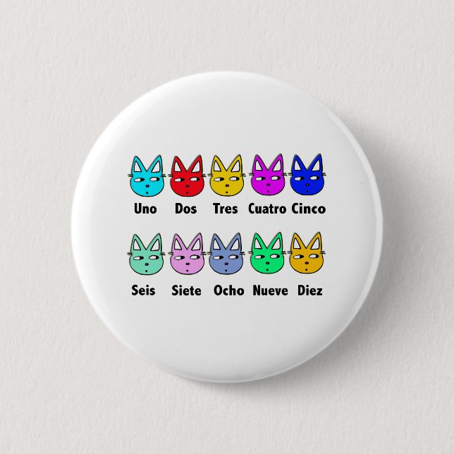 Badge Rond 5 Cm Compte des chats espagnols (Devant)