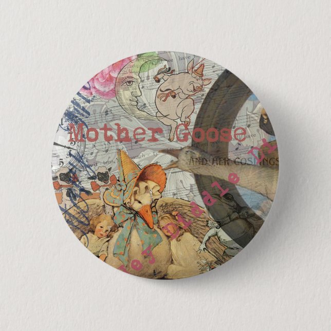 Badge Rond 5 Cm Comptine de Mère l'Oye Conte de Fées (Devant)
