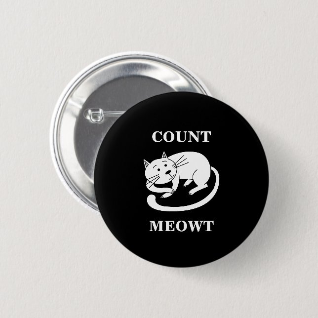 Badge Rond 5 Cm Comte Meowt Kitty Funny Chat Pun (Devant & derrière)