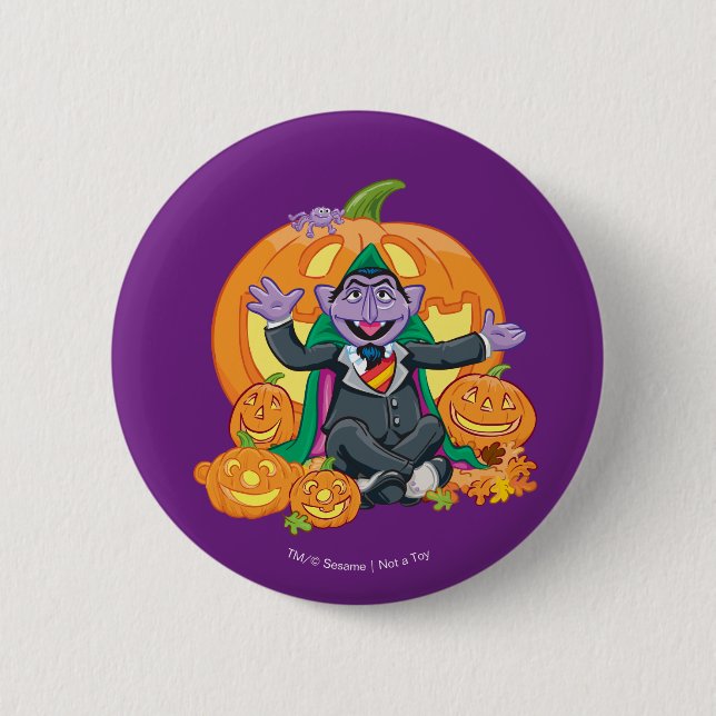 Badge Rond 5 Cm Comte von Count | Citrouilles d'Halloween (Devant)