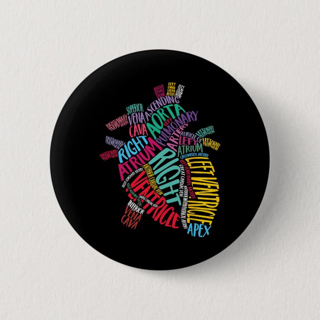 Badge Rond 5 Cm Conception Anatomique Cardiaque Cardiovasculaire I (Devant)