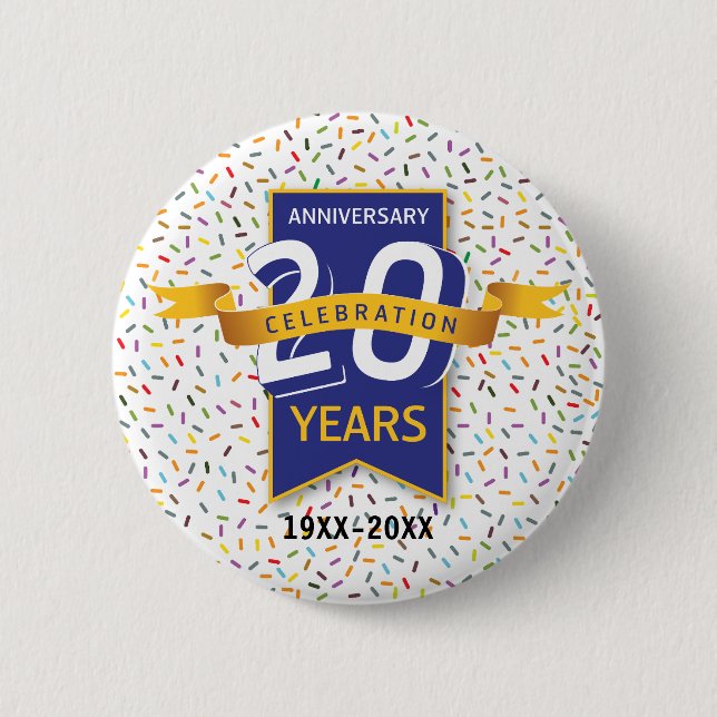 Badge Rond 5 Cm Conception ANNIVERSAIRE 20 ans (Devant)