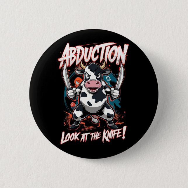 Badge Rond 5 Cm Conception avec un caractère vache (Devant)