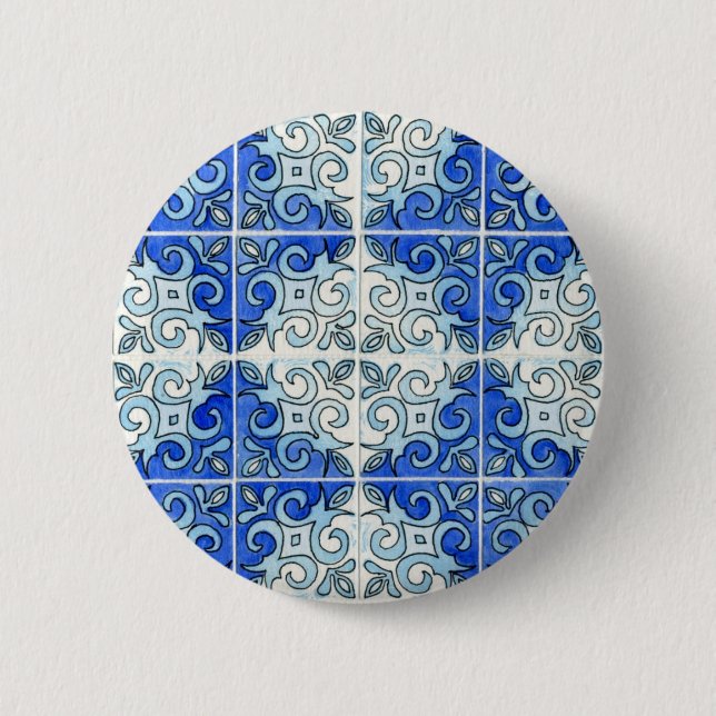 Badge Rond 5 Cm Conception bleue 2 de tuile - remous (Devant)