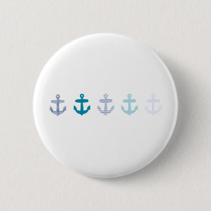 Badge Rond 5 Cm Conception bleue nautique d'Ancres