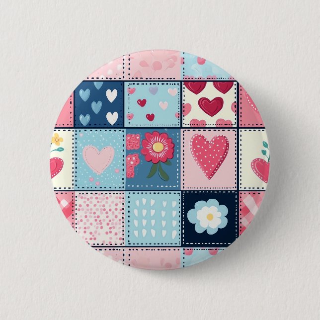 Badge Rond 5 Cm Conception Charming Cute Patchwork (Devant)