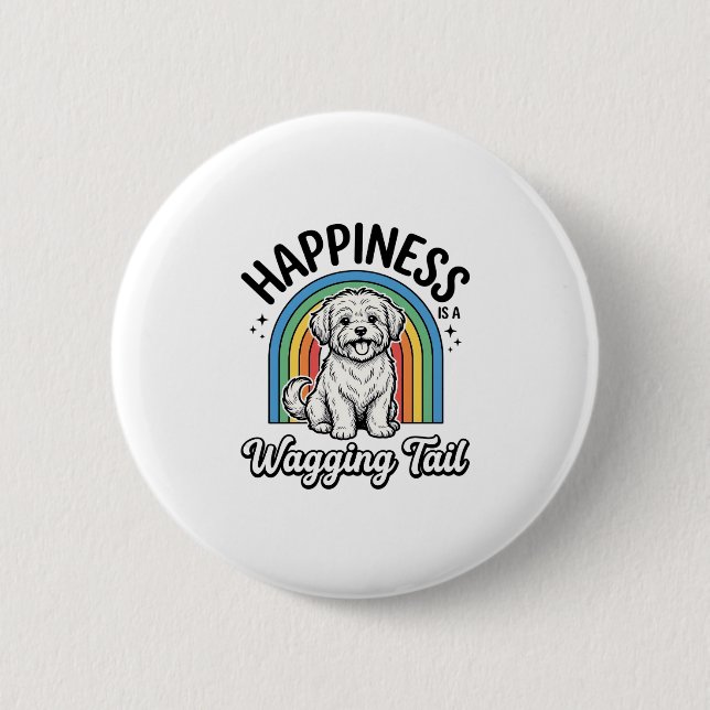 Badge Rond 5 Cm Conception d'amant de chien de queue qui remue de  (Devant)