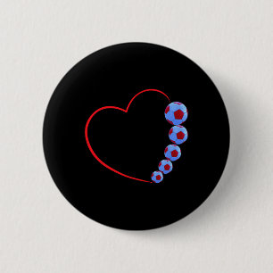 Badge Rond 5 Cm Conception d'amour de football - Fusion de cœur et