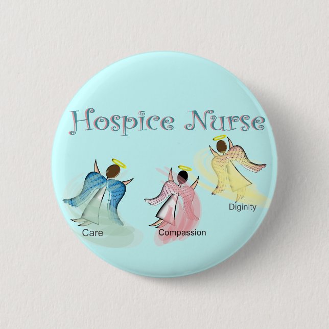 Badge Rond 5 Cm Conception d'anges de l'infirmière 3 d'hospice (Devant)