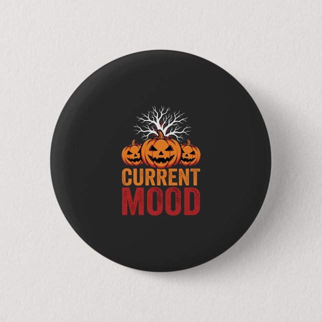 Badge Rond 5 Cm Conception d'arbre de citrouille d'humeur actuelle (Devant)