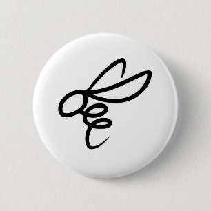 Badge Rond 5 Cm Conception d'art en ligne d'abeille minimaliste –