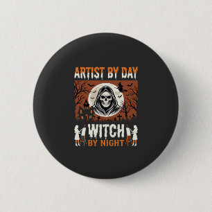 Badge Rond 5 Cm Conception d'artiste d'Halloween de jour Sorcière