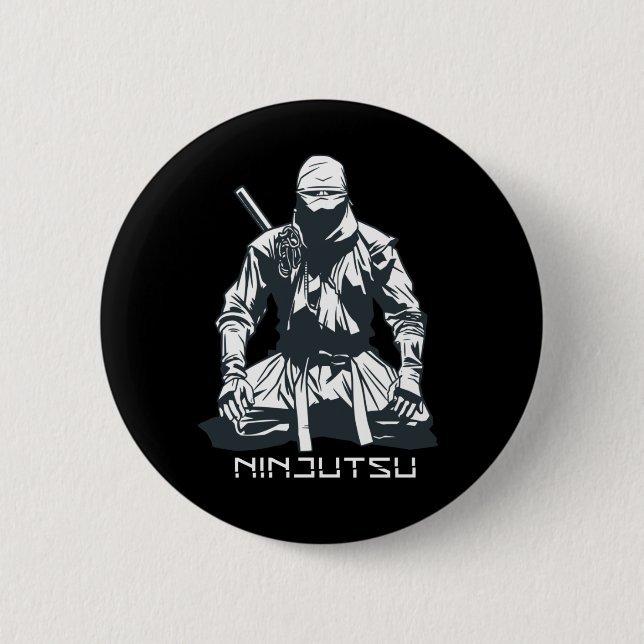 Badge Rond 5 Cm Conception d'Assassin Ninjutsu Japonais Ninja (Devant)