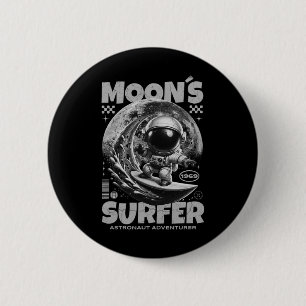 Badge Rond 5 Cm Conception d'astronaute surfeur, surf lunaire espa