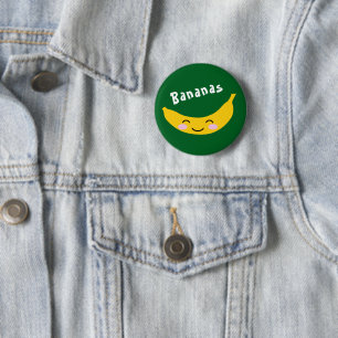 Badge Rond 5 Cm Conception de banane de fruit de sourire jaune mig