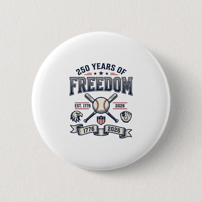 Badge Rond 5 Cm Conception de baseball patriotique 250 ans de libe (Devant)