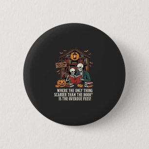 Badge Rond 5 Cm Conception de bibliothèque de squelette d'Hallowee