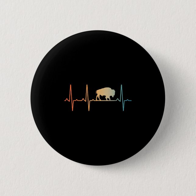 Badge Rond 5 Cm Conception De Bison cool Pour Hommes Femmes Bison  (Devant)