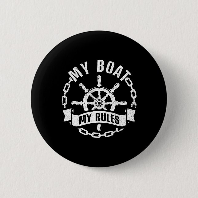 Badge Rond 5 Cm Conception de capitaine de bateau cool pour hommes (Devant)