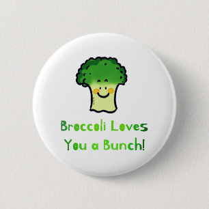 Badge Rond 5 Cm Conception de caricature de jeu de brocoli Cute