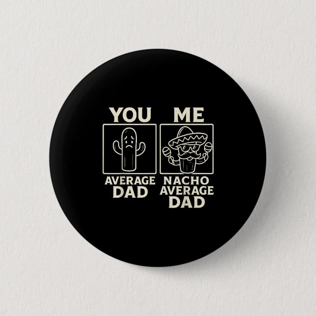 Badge Rond 5 Cm Conception de chapeau de cactus amusant pour papa  (Devant)
