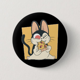 Badge Rond 5 Cm Conception de chat cool amateur de pizza