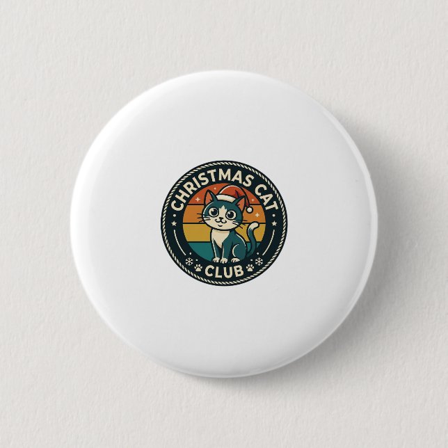 Badge Rond 5 Cm Conception de chat de Noël chaton mignon - Club de (Devant)