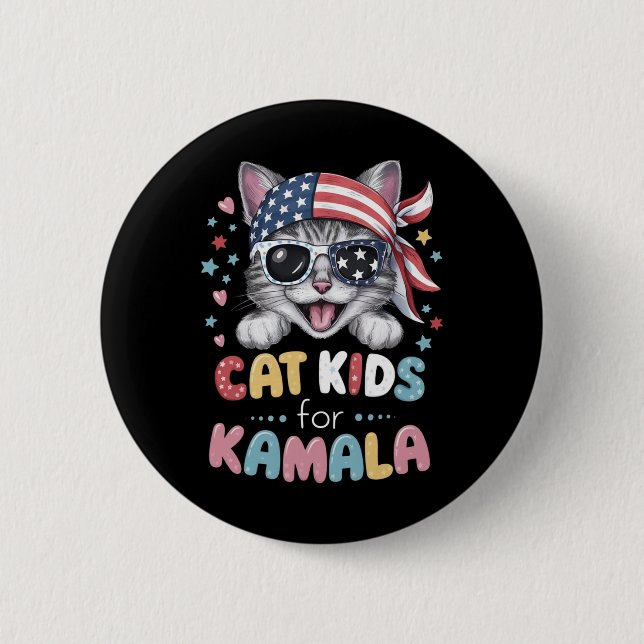 Badge Rond 5 Cm Conception De Chat Joueuse Pour Enfants (Devant)