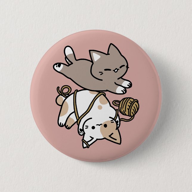 Badge Rond 5 Cm Conception de chats mignons et joueurs – Art de pa (Devant)