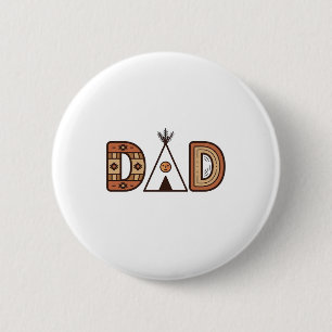 Badge Rond 5 Cm Conception de chemise à lettrage Tipi Papa Coloré_