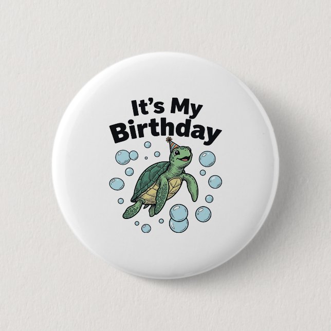 Badge Rond 5 Cm Conception de chemise d'anniversaire de tortue mar (Devant)