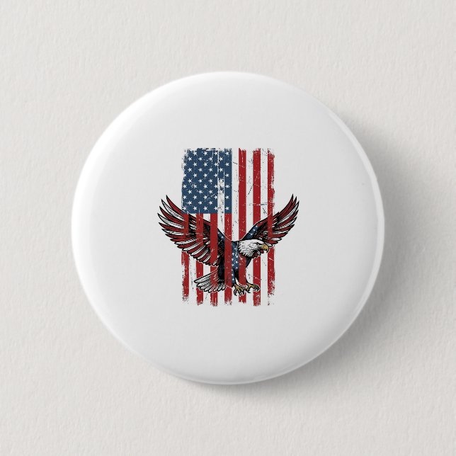 Badge Rond 5 Cm Conception de chemise de drapeau d'aigle patriotiq (Devant)