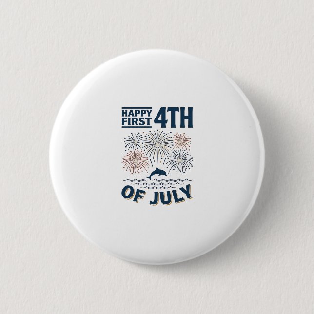 Badge Rond 5 Cm Conception de chemise de feux d'artifice du 4 juil (Devant)