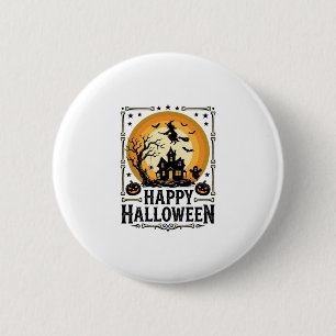 Badge Rond 5 Cm Conception de chemise de lune de sorcière de Hallo
