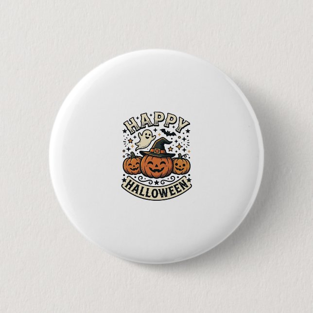 Badge Rond 5 Cm Conception de chemise fantôme citrouille Halloween (Devant)