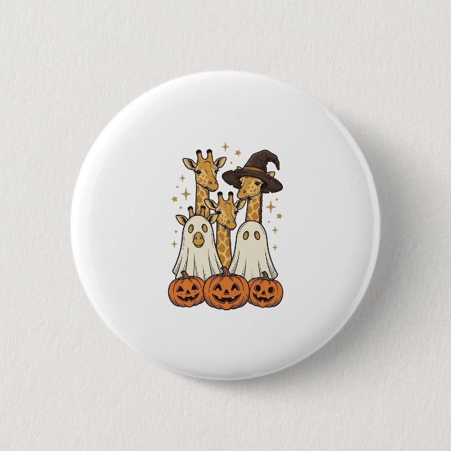 Badge Rond 5 Cm Conception de chemise fantôme de girafe de Hallowe (Devant)