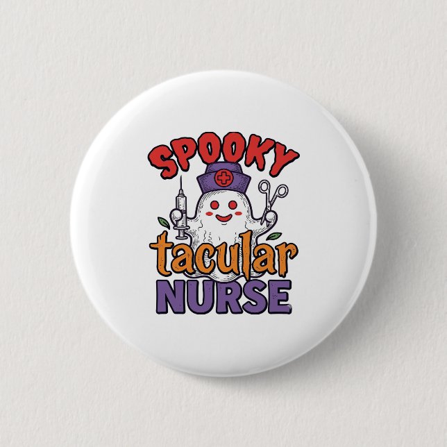 Badge Rond 5 Cm Conception de chemise fantôme Halloween Infirmière (Devant)