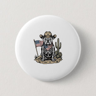 Badge Rond 5 Cm Conception de chemise patriotique de chien squelet