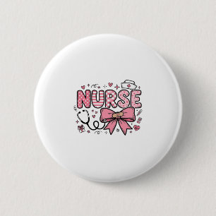 Badge Rond 5 Cm Conception de chemise vectorielle Cute Nurse Bow H