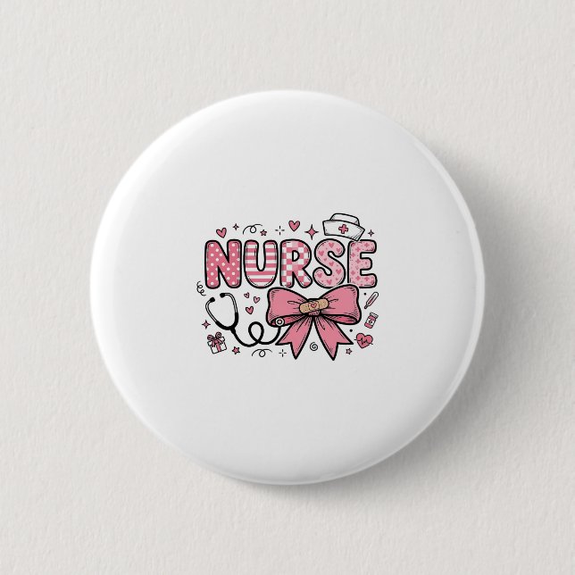 Badge Rond 5 Cm Conception de chemise vectorielle Cute Nurse Bow H (Devant)